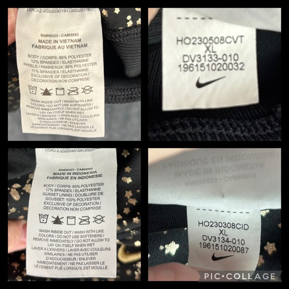 Nike DRI-FIT One Black/Gold Star Leggings & Crop Tank SET Girls Sz XL - Picture 3 of 10